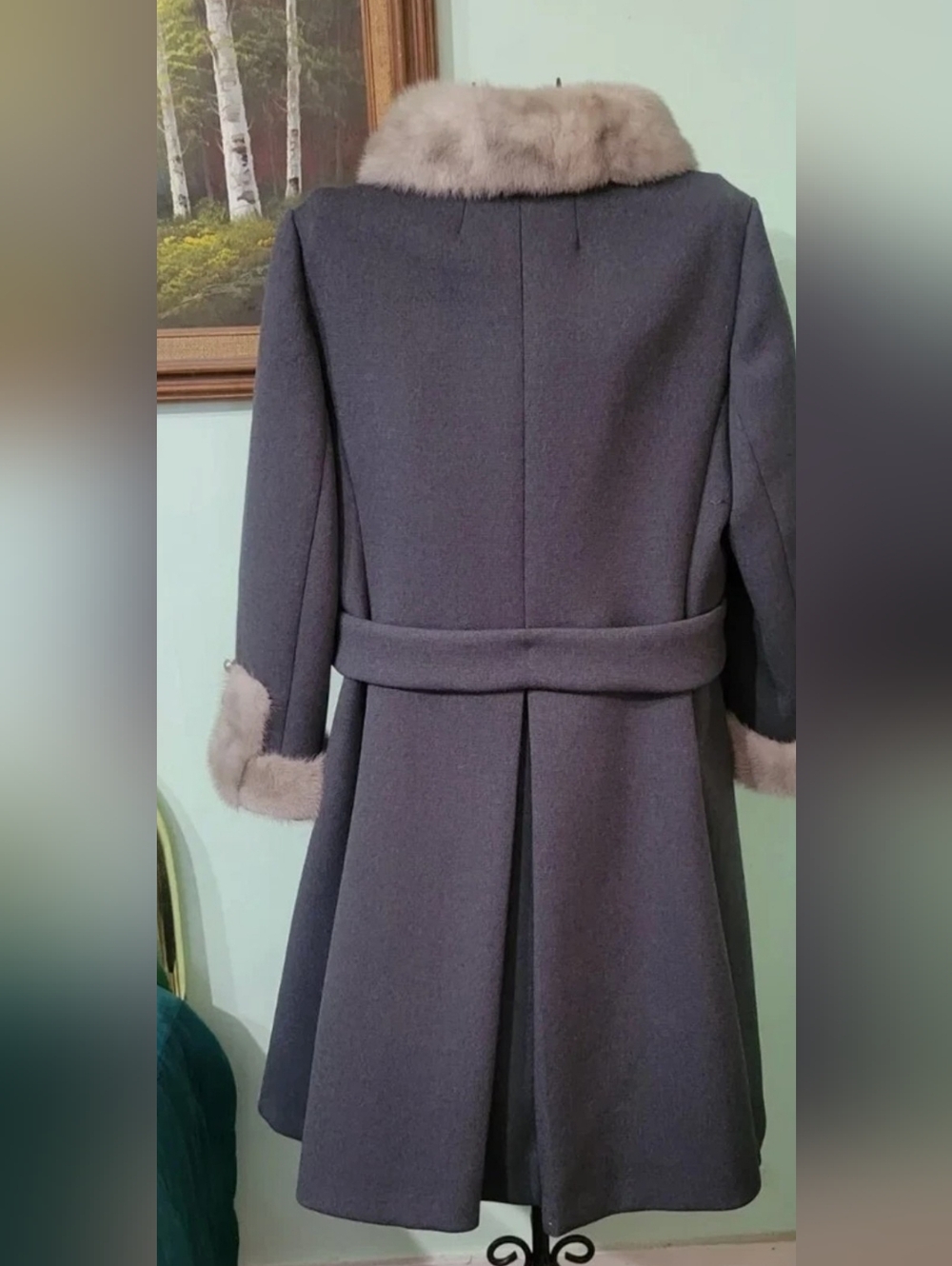 Vintage Stevens Forestmann Wool Mink Coat S M Grey - Picture 3 of 11